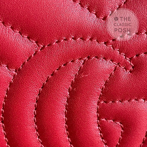 ❌SOL❌ NEW Gucci Marmont WOC Chain Wallet Red Leather Bag - Picture 5 of 11